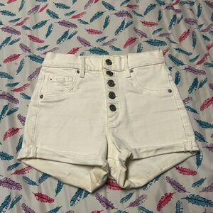 🌸Women's White High Waist Button-Up Shorts
